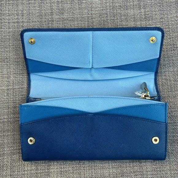 Prada blue multicolor continental long wallet in Saffiano leather - Picture 4 of 16